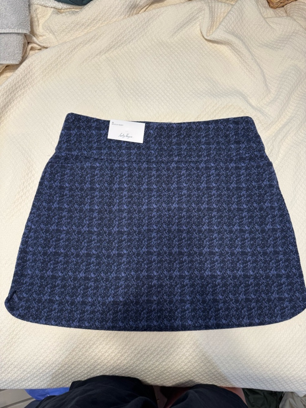 Lady Hagen Navy Houndstooth Mini Skirt